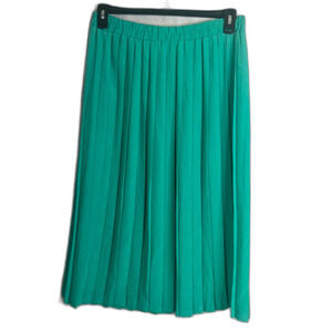 Vintage Andrea Gayle Teal‎ Green Pleated Lightweight Midi Skirt Size 8